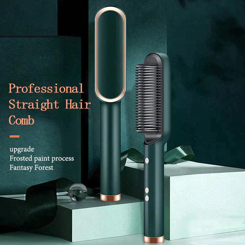 Electric Hair Straightener Brush Curling Comb 2 in 1 - Glimmer Goods