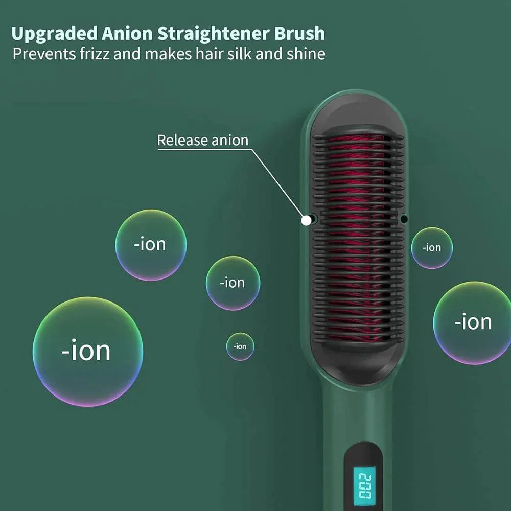 Electric Hair Straightener Brush Curling Comb 2 in 1 - Glimmer Goods