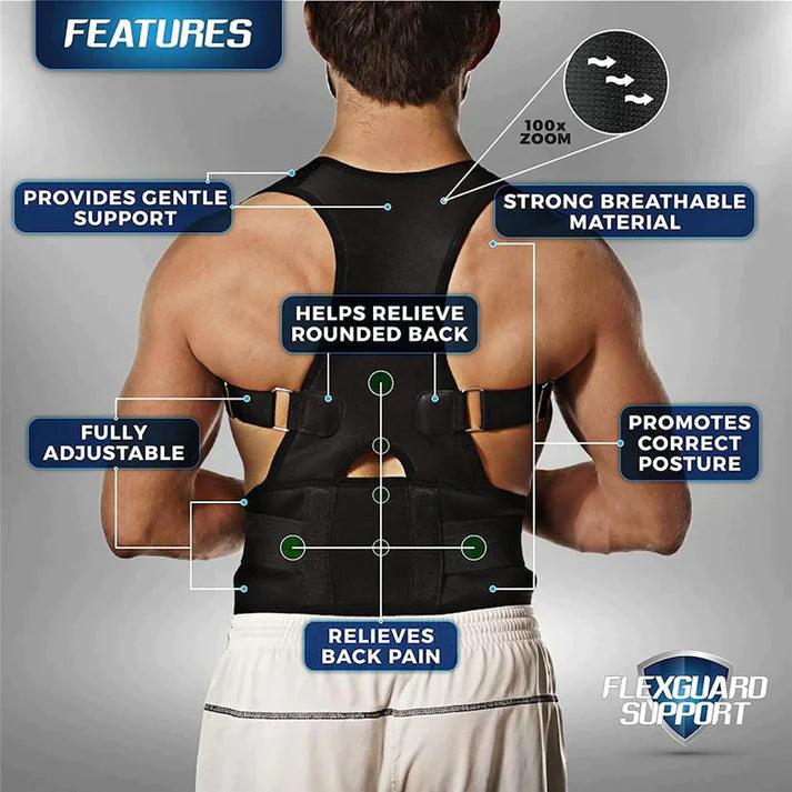 Posture Corrector belt adjustable magnetic posture corrector back brace support belt for upper back pain relife - Glimmer Goods