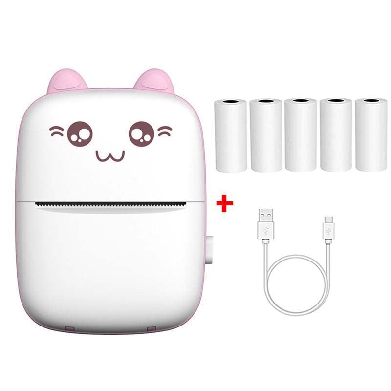 Cute Mini Portable Kitty Inkless Printer Wireless Bluetooth Mobile Phone Paper Label Photo QR Code Printing - Glimmer Goods