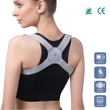 Smart Posture Corrector with Sensor Vibration Reminder for Men and Women, Backmedic Posture Reminder for Teens and Kids, Adjustable Angle and Straps to Help Maintain Correct Posture